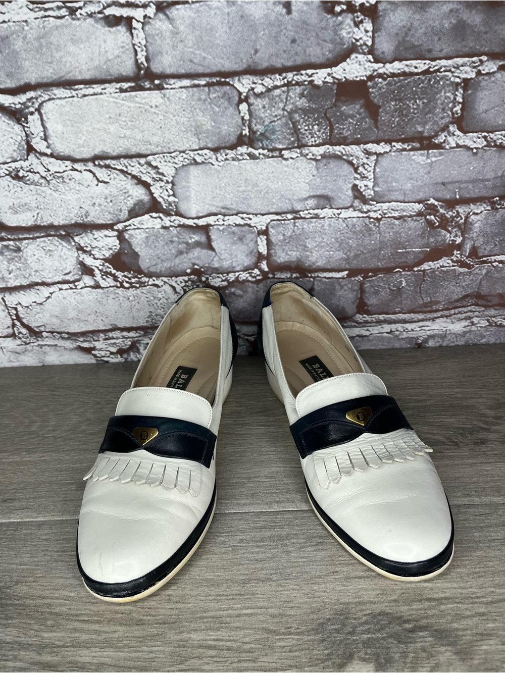 VTG Bally White Leather Fringe Kiltie Wedge Shoes Women Sz 5.5E UK/7.5M US/38EU